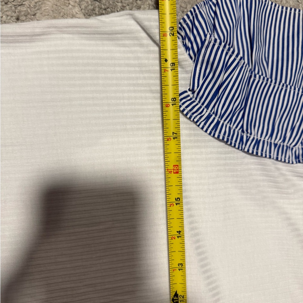 White and Blue Striped Ruffle Sleeve Top - Picture 8 of 9
